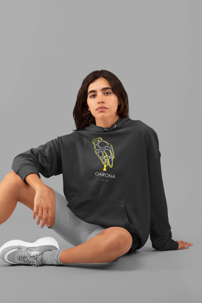 monochromatic sweatshirt mockup featuring a woman sitting in a studio 32819 (3)